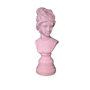 Light Pink Ancient Greek  Roman    Sculpture Bust Of A Women (Ceramic 12" Tall)